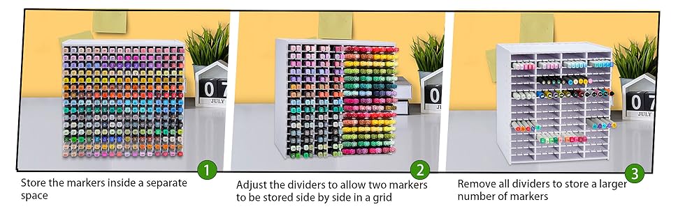 Marker Pen Organizer Holder for 240 Markers, Craft Art Supply Storage Rack, Desktop Art Marker Pens Colored Pencils Holder Storage Case for Home Classroom Office