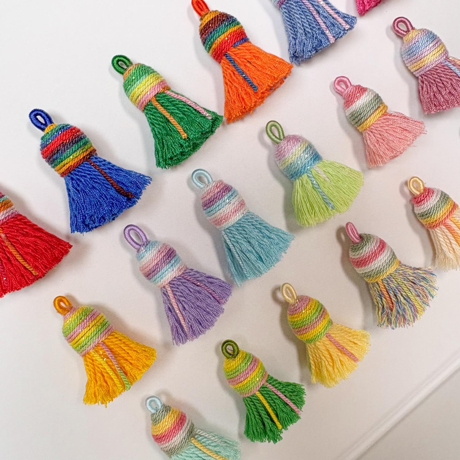 Starry Sky Gradient Tibetan Style Cotton Thread Tassel Pendant/Accessory/Bracelet DIY Semi-finished Jewelry Making Accessories Charms