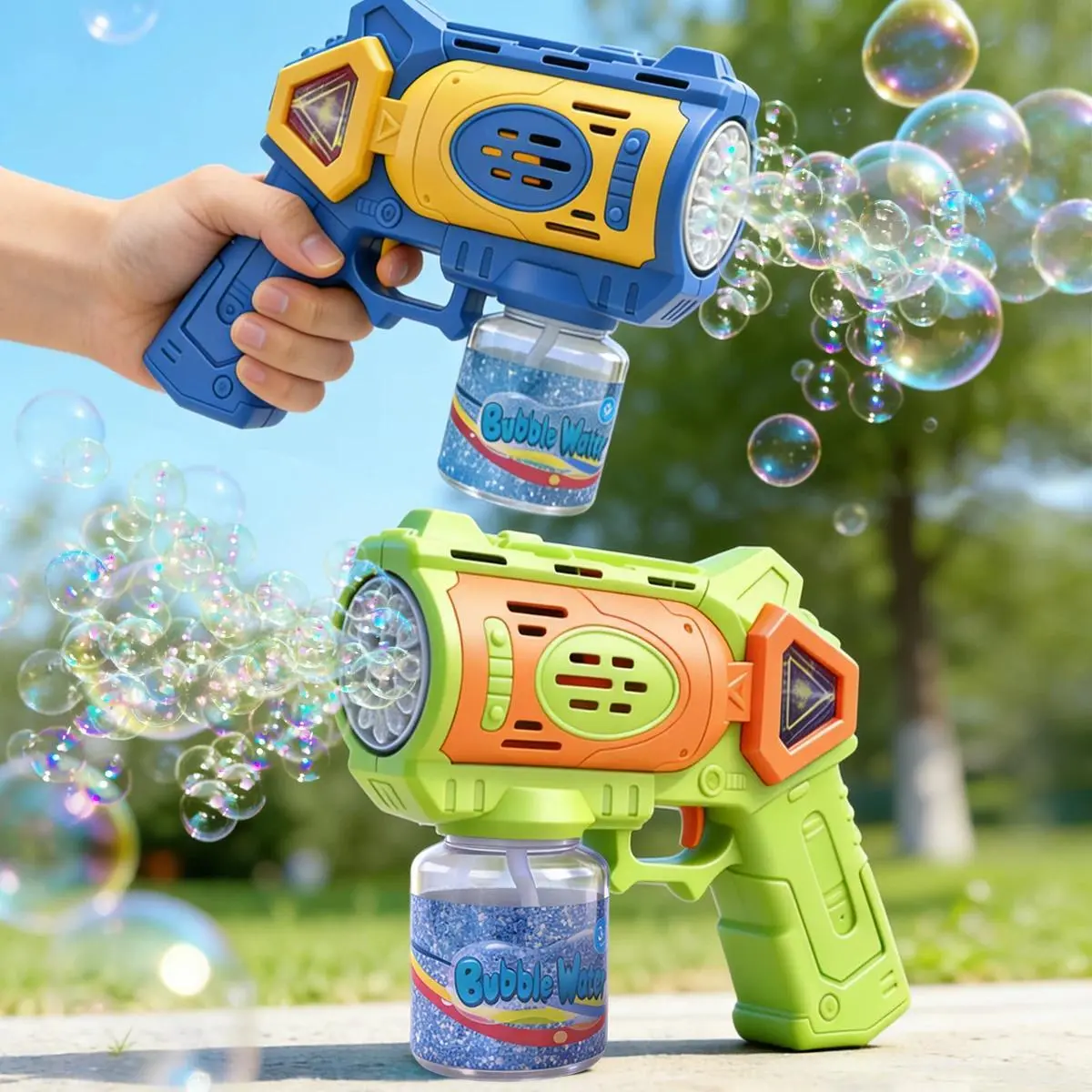 Electric Bubble Gun Toy for Kids, Bubbles Toys with LED Light Outdoor Summer Playing Game Gift for Kid not include bubble liquid