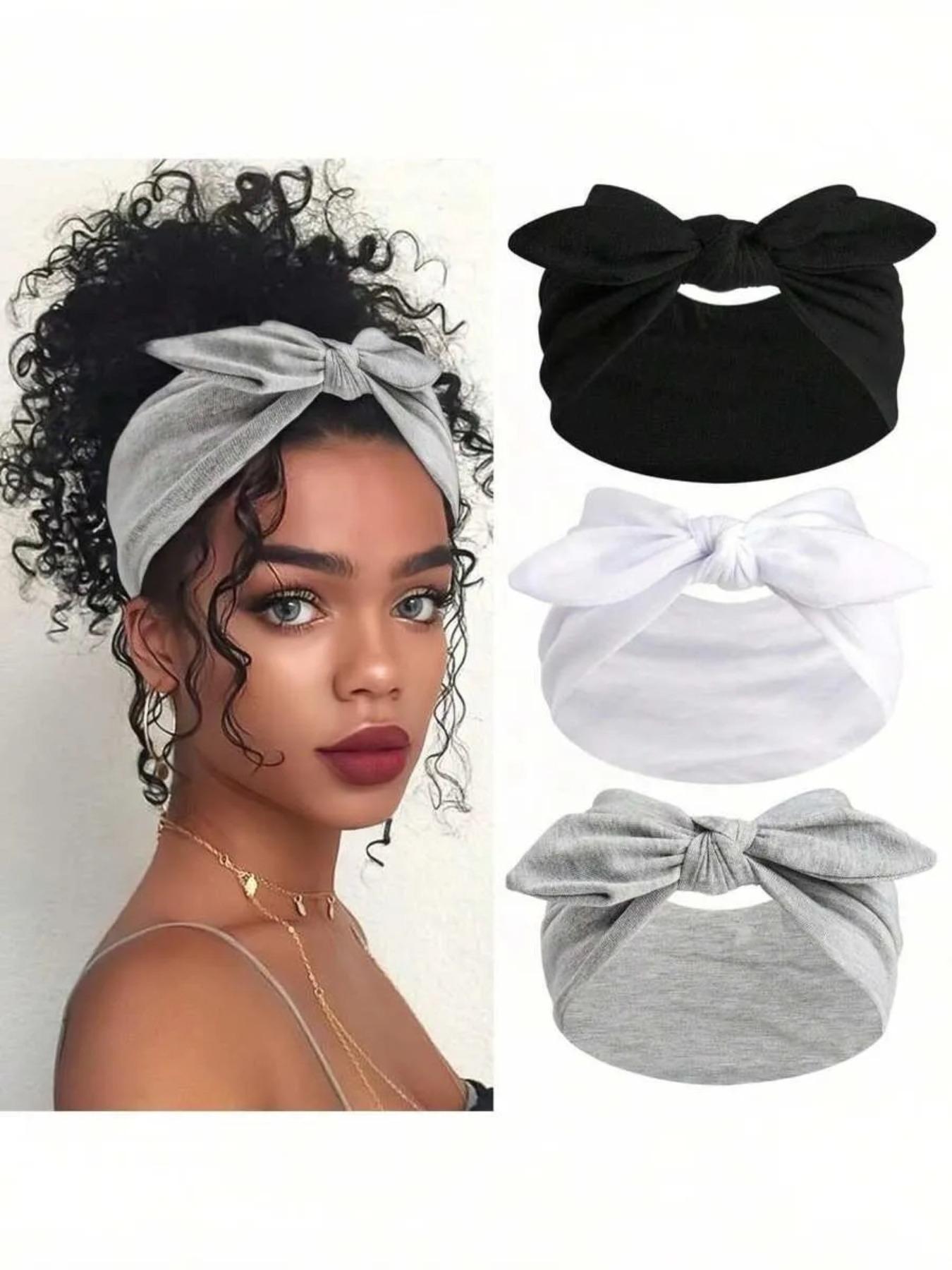 Cute Solid Color Bowknot Headband Set, Ultra-Wide Chic Elastic Headbands, Suitable for Outdoor Activities