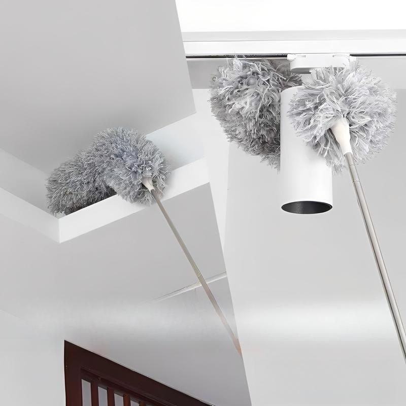 Adjustable & Bendable Microfiber Duster, Washable Reusable Corners Cleaning Tool for High Ceilings, Furniture, Cars, Sweeping Spider Webs Under Bed