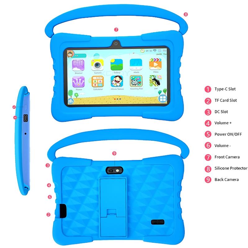 7-Inch Android Learning Entertainment Tablet with Education Software, USB Charging, Quad-Core Processor, 4GB RAM, HD IPS Display, Parental Lock, Dual Cameras