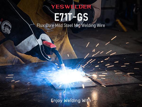 YesWelder E71T-GS Gasless Flux Core Welding Wire | 5 Packs 2LB Spool .030"/.035" Diameter Self-shielded Mild Carbon Steel MIG Wire