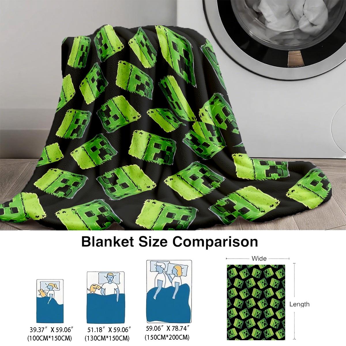 Minecraft Creepers Graffiti Print Flannel Blanket, Soft Lightweight Warm, Bedroom Holiday Decor, Bed Sofa Office Camping Travel Gift