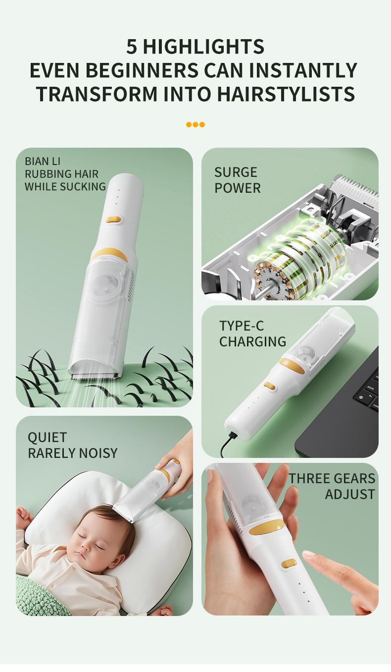 Baby Hair Clipper Trimmer for Newborns, Gentle Sounds to Reduce Fear, Easy to Use with 3 Adjustment Settings, Ideal for Trimming Baby Hair