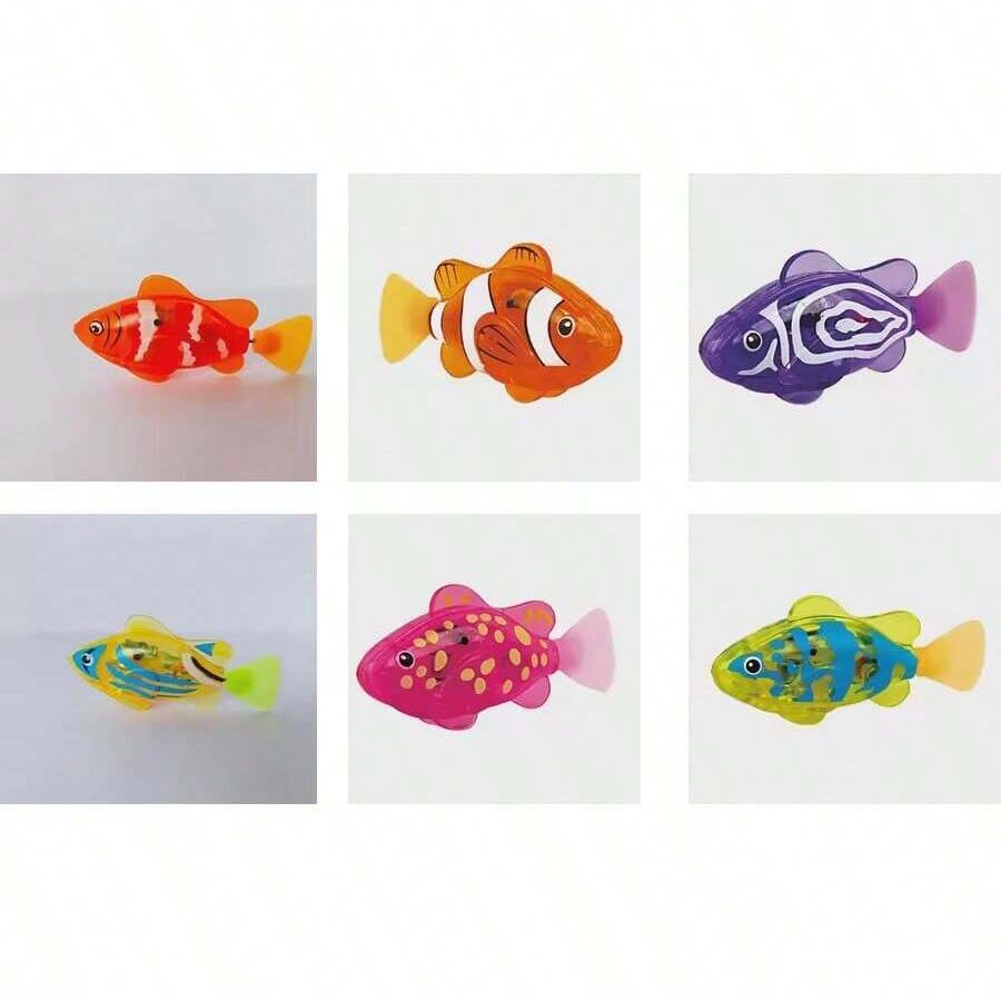 Kids Electronic Fish Swimming Pool Toy, Pet Toy, Swim Robot Fish with LED Light, Water Bath Toy for Children, 1/4/6 Pieces