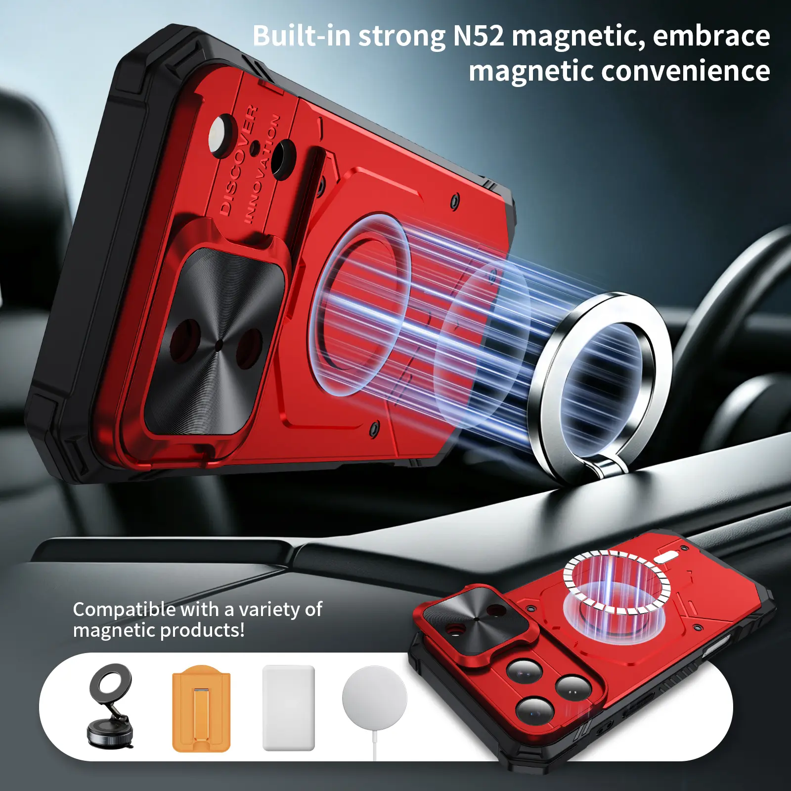 Magnetic mobile phone case, multifunctional lens protective cover, camera protective case for iPhone171615ProMax, magnetic mobile phone case, shockproof and drop-proof, suitable for Samsung S26ULTRA S26 S25 S24 S23ULTRA