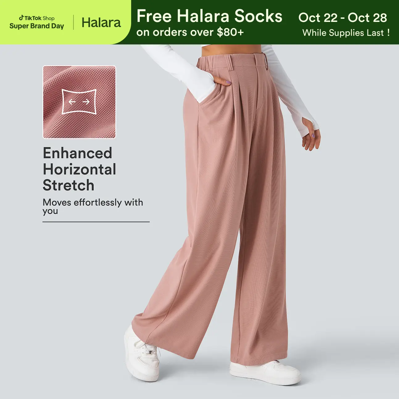【Creator’s Pick】Halara Flex High Waisted Pocket Wide Leg Waffle Work Pants
