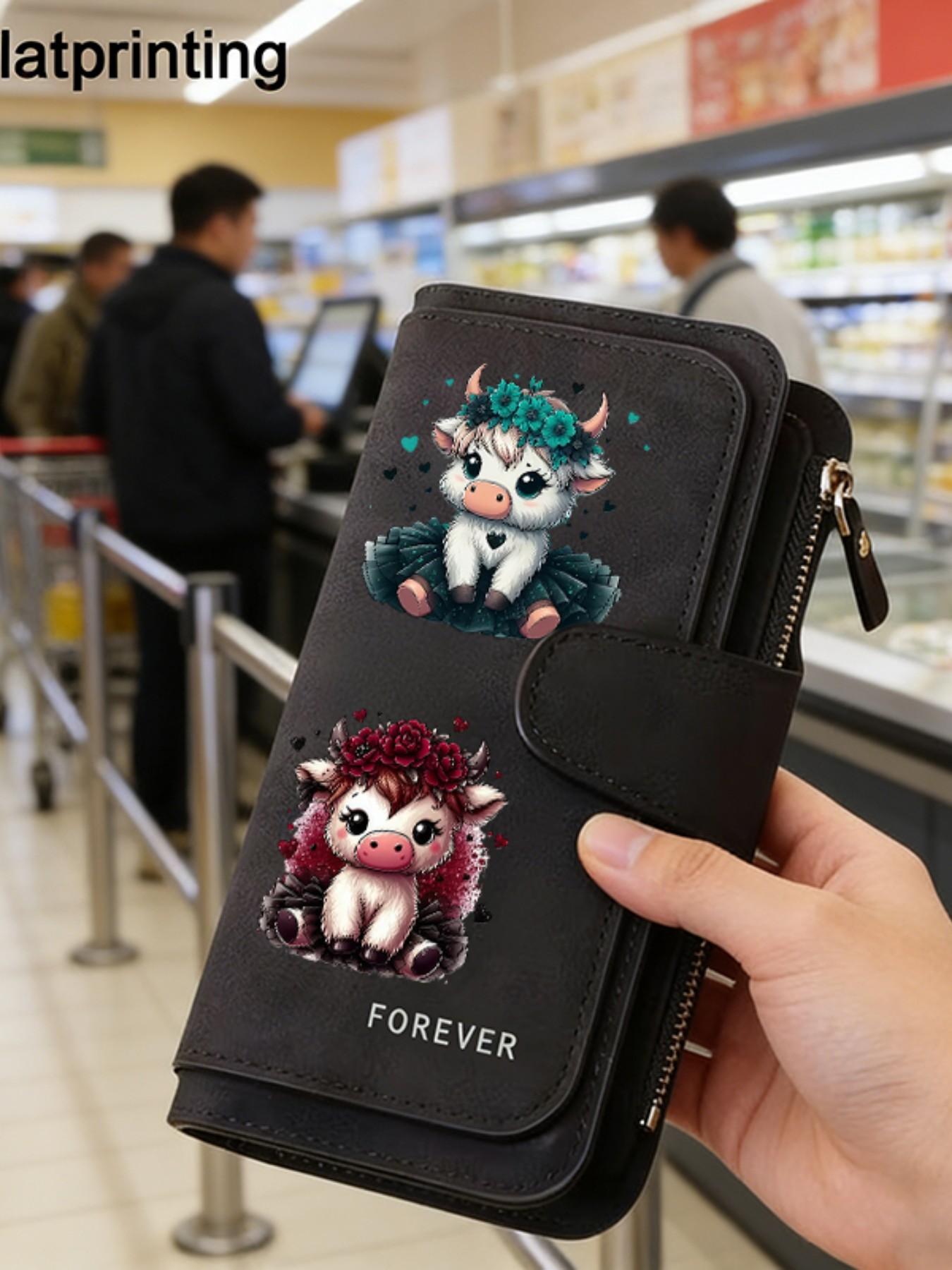 1pc Highland cow Women'S Long Wallet, Multi-Functional Wallet, Portable Snap Closure Coin Purse, Birthday Gift and Daily Commute for lovers, Playful Design, Perfect Holiday Gift, Perfect for Outdoor, Travel, and Family Use4.08PYT-16