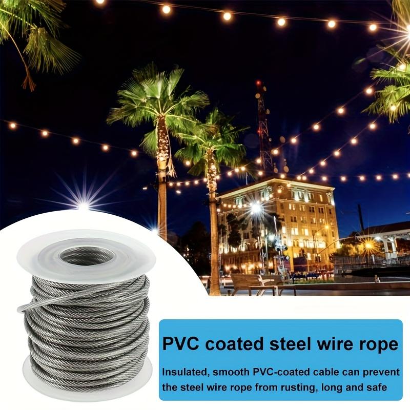 Heavy Duty PVC Coated 304 Stainless Steel Cable Wire Rope – Garden Railing Fence Roll Kit for Outdoor Use,Durable,Weather Resistant,Strong and Flexible Wire for Tent Rope,DIY Projects,Clothesline,Plant Support,and General Utility Use