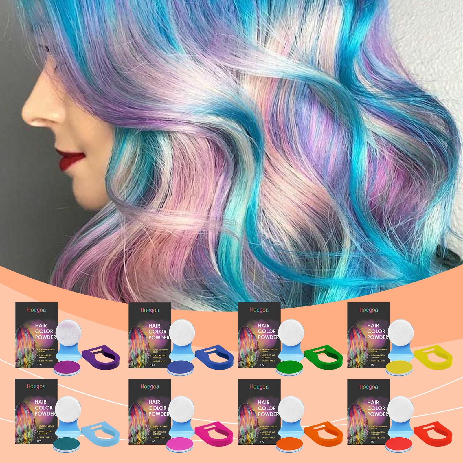 Hoegoa Hair Dye Powder, Temporary Hair Color Stick, Covers Hair, Dreamy, Stage Makeup, No Damage, Easy Wash, Portable, Long-Lasting