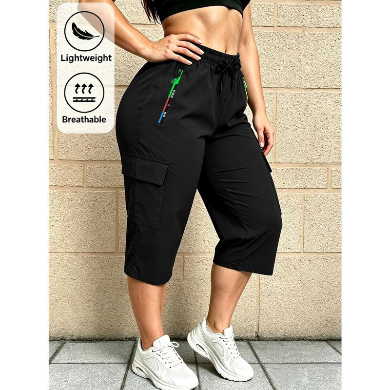 Women's Loose-Fit Outdoor Sports Joggers - Solid Color, Elastic Waist, Zippered Detail, Casual Spring Summer Daily Wear