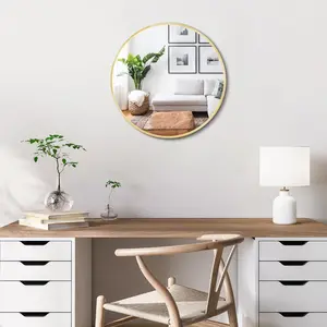 12 Inch Small Round Wall Mirror, Gold Frame Decorative Circle Mirror with Wall Hook for Bedroom Entryway – Mirror, Not Full Size
