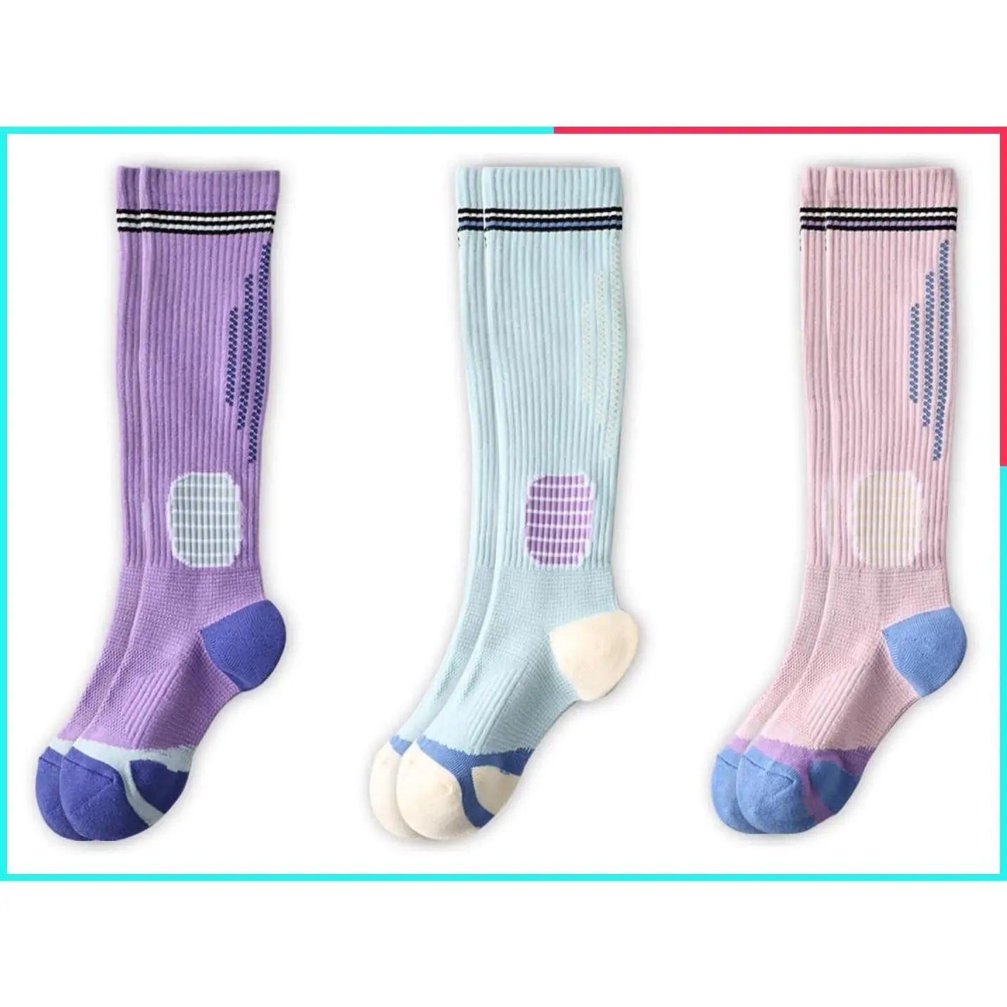 Cotton Compression Socks for Women - 3 Pairs, 15-20 mmHg Knee High Support Socks for Circulation & Cushion, Ideal for Nurses, Pregnancy, Travel, Workout, Flying & All-Day Wear (Size 5-8 or 8.5-11.5)