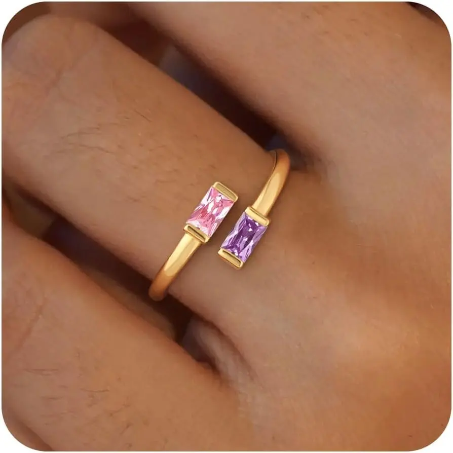 Women's Non-Tarnish Adjustable Gold Birthstone Ring, Tarnish Proof Costume Jewelry Accessory, Tarnish Proof Jewelry