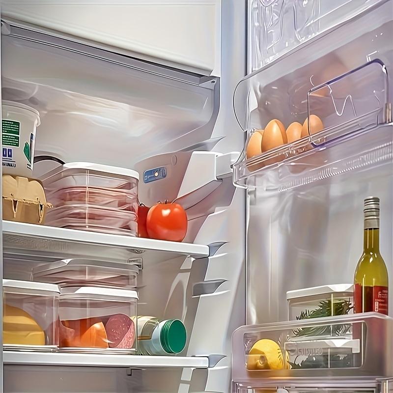 4-Layer Stackable Food Storage Containers, Airtight & Leak-Proof Fridge Organizer. Reusable for fridge and freezer, perfect for meat, cheese, beef rolls, shrimp and more. Practical and stylish kitchen storage accessory.