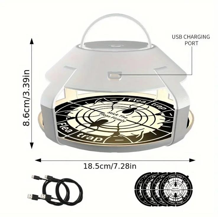 2-Pcs type-C charging bug trap, fly catcher, pet LED camping bug light trap, suitable for indoor and outdoor use effective indoor ant control nontoxic  pest  control