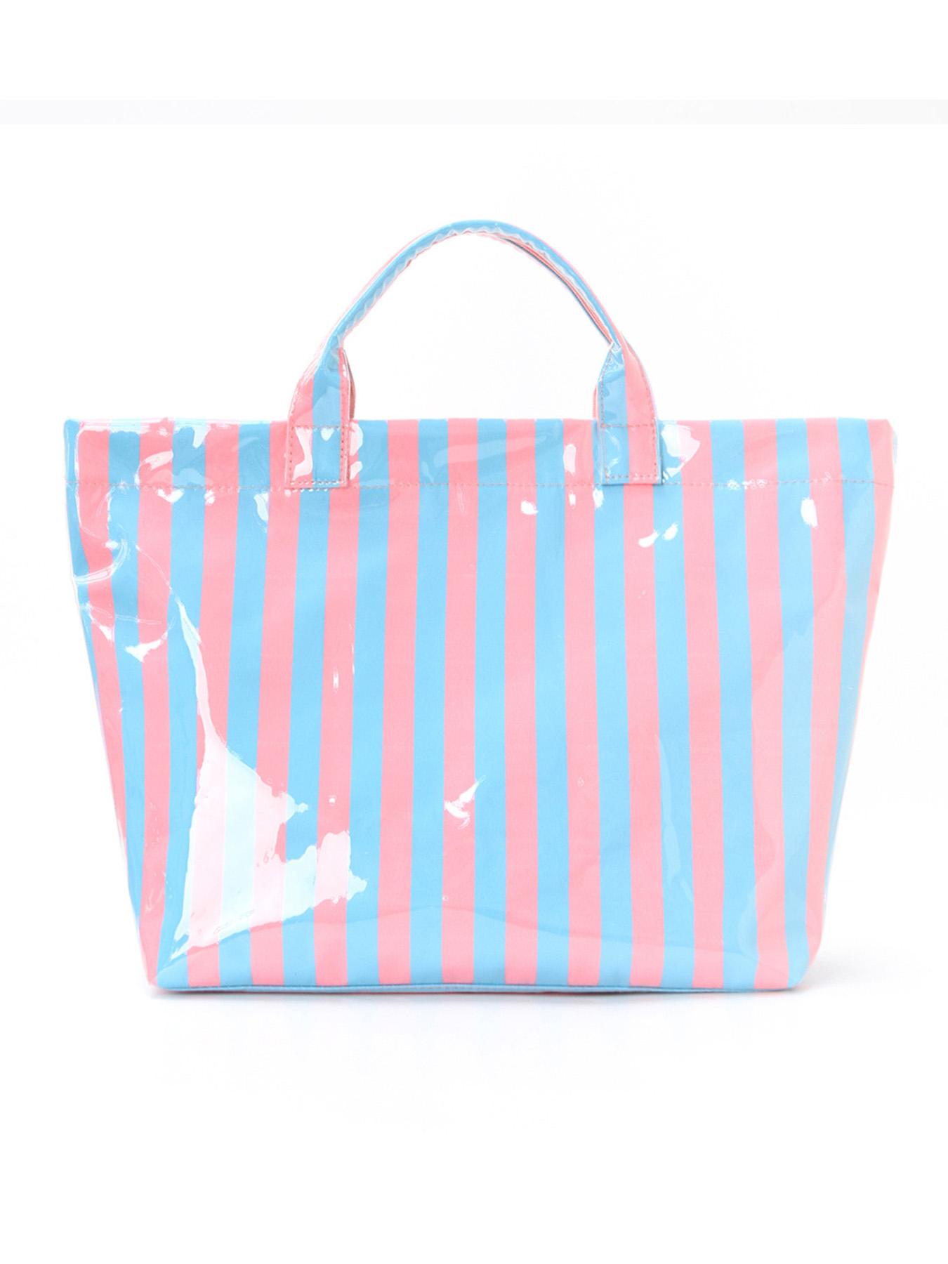 2026 New Striped Handbag Tote Bag, Large Capacity Shopping Bag, PVC Waterproof Fabric, Velcro Closure, Ideal for Daily Commute, Beach Vacation, Travel