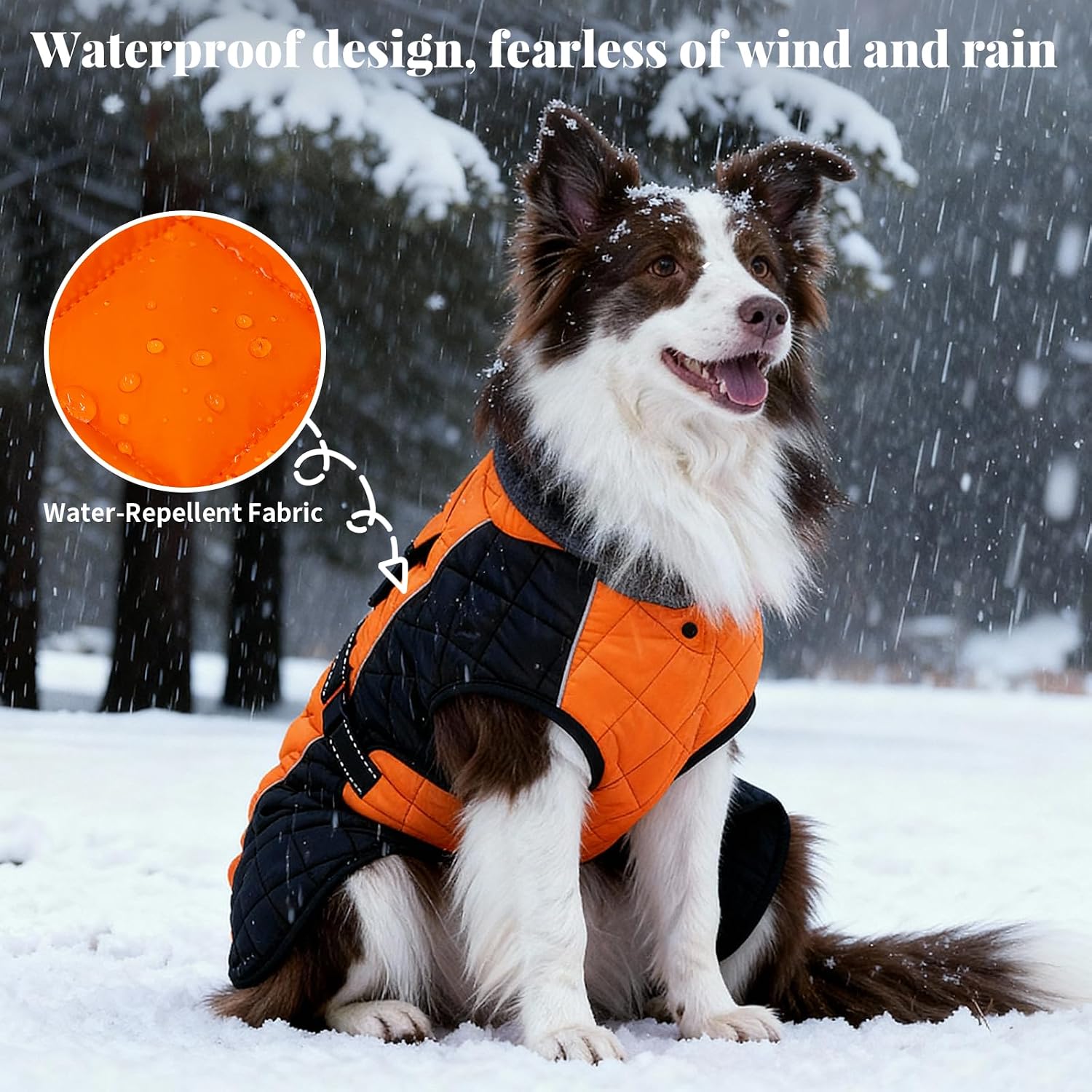 Coat Dogs Jacket  Reflective Adjustable -Winter Coats for Small/Medium/Large Dogs Dachshund Coat-(Orange, Medium)