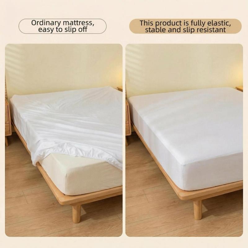 3pcs Solid Elastic Fitted Sheet, Non-Slip Mattress Protector, Full Coverage Deep Pocket Fits Thick Mattress, Soft Breathable Skin-Friendly Fabric, Wrinkle-Free Hotel Bedding