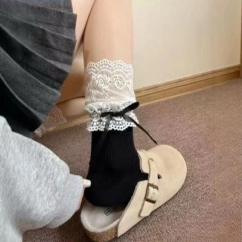 Korean Sexy Lace Thigh High Stockings for Women, Lolita Over The Knee High Socks, Sheer Lace Top Boot Socks for Daily & Cosplay