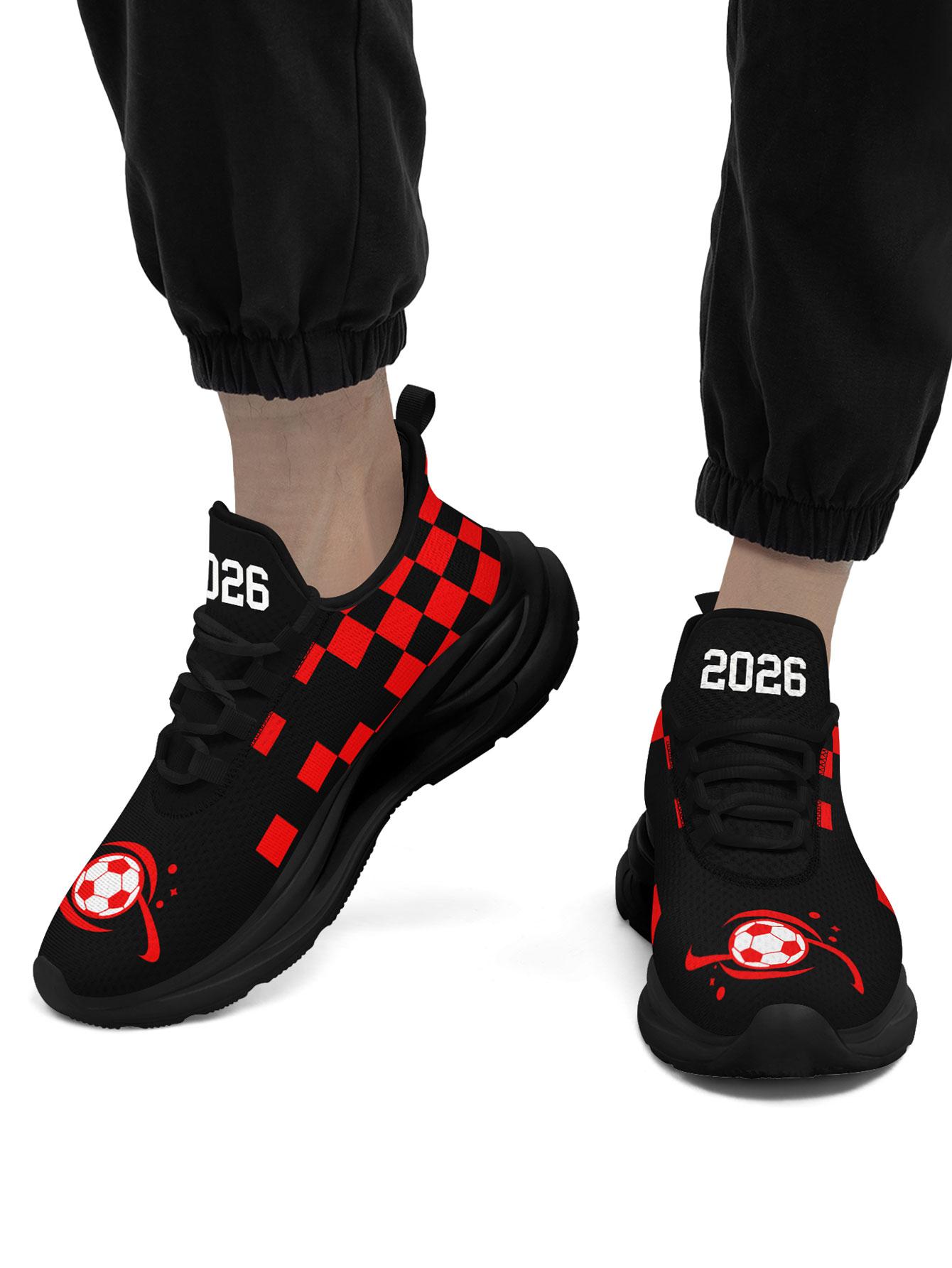 Men's SUI Sporty Checkered Design  Running Shoes, Stylish Breathable Performance Sneakers, Comfortable Wide Fit Daily Trainers