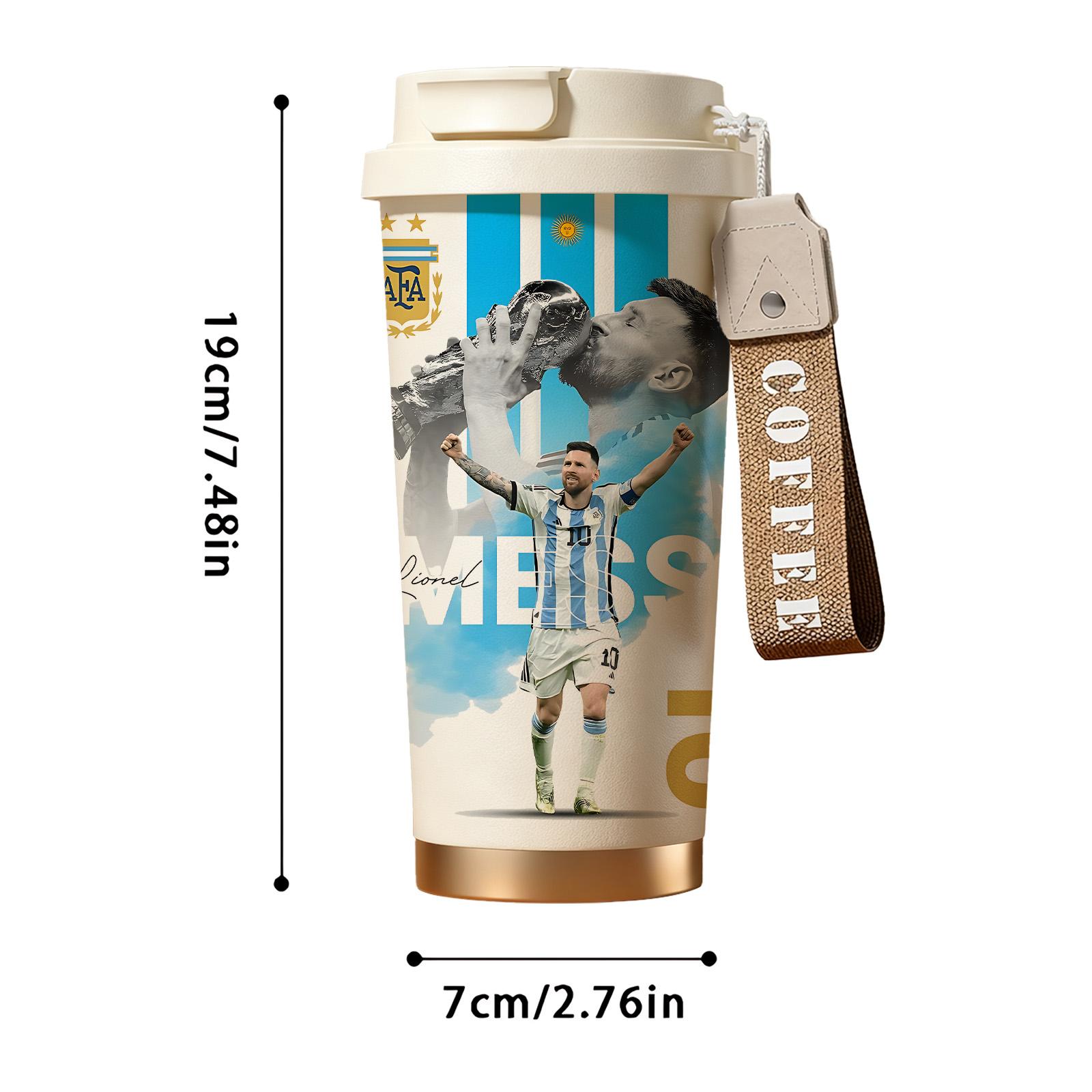 1 Pc 19/24/32oz stainless steel double wall insulated Tumbler, Hydration Tumbler, leak proof vacuum cup with handle and strap, soccer champion print, keep warm for 12 hours and cold for 24 hours, hot cold drinks, gift for men and women, birthday