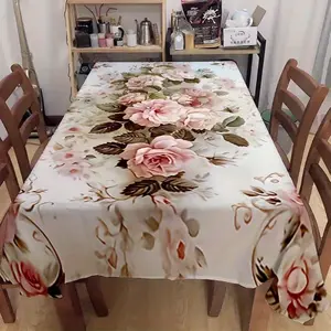 1 Pink printed tablecloth, suitable for picnics, camping, weddings, birthday parties, outdoor patio, decorative tablecloths, fashionable dining decorations, machined tablecloths, durable materials, event tablecloths, table decorations, party hosts