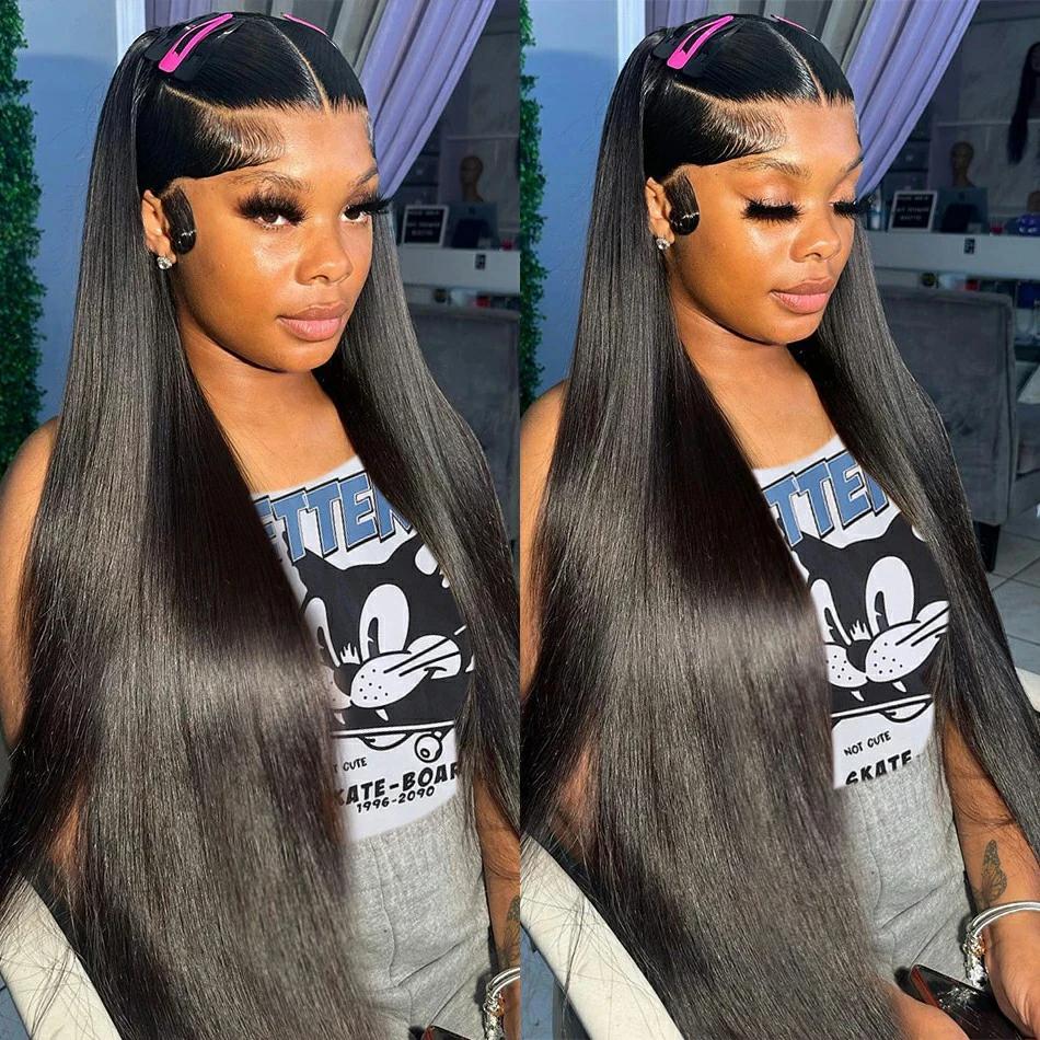 Bling Hair 180 Density Straight Lace Front Wigs Human Hair 13x6 HD Lace 13x4 Transparent Frontal Wigs Pre Plucked For Black Women
