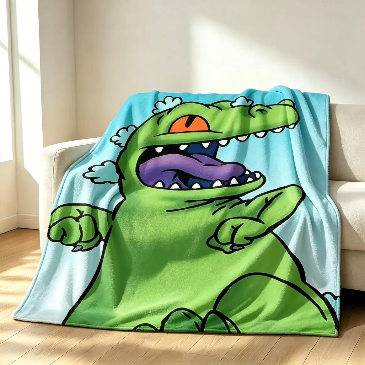 Rugrats Cartoon Printed Flannel Throw Blanket for Adults and Kids, Ultra-Soft Breathable Warm Home Bedding, Cozy Birthday Gift for Fans, Throw Blankets and Bed Accessories