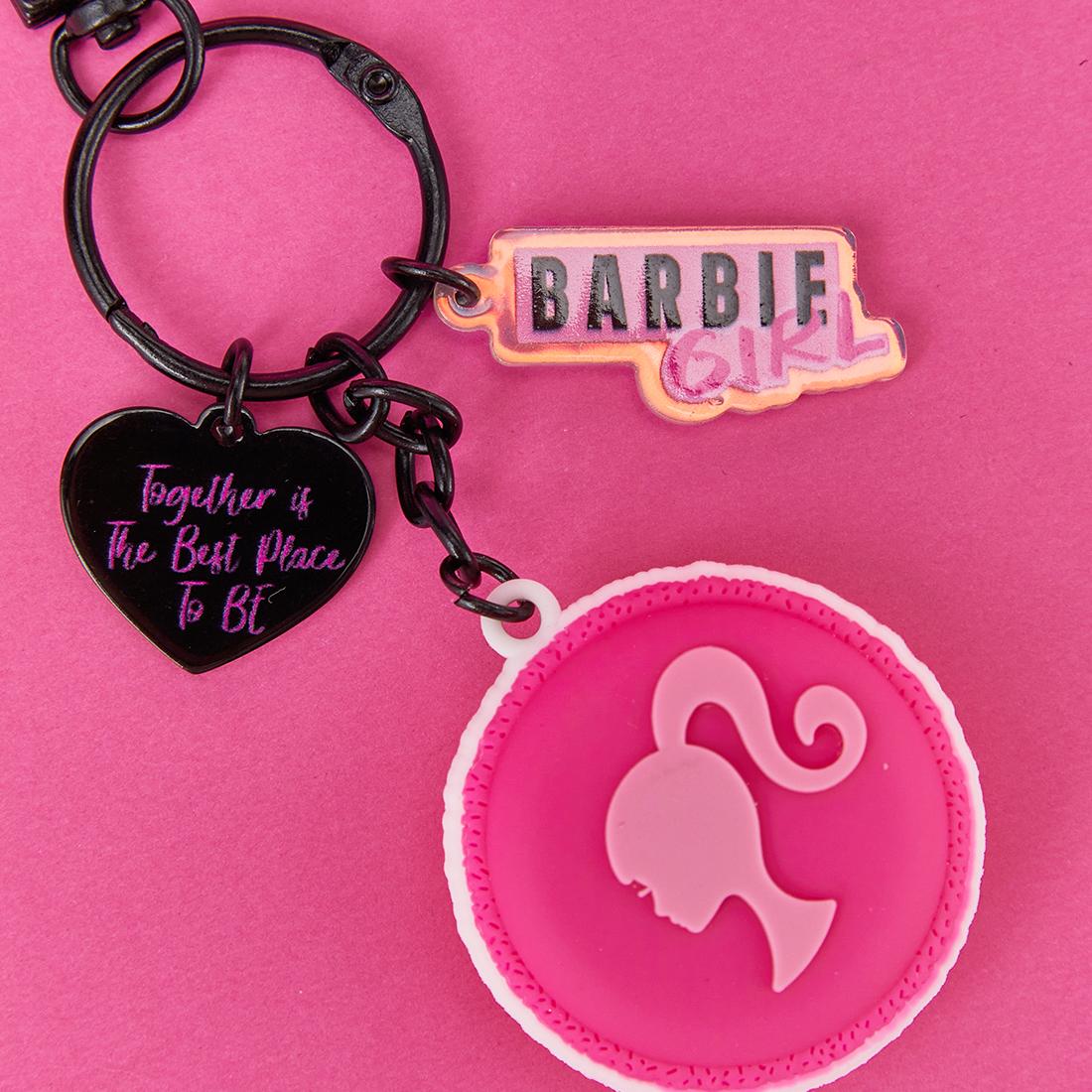 Barbie×MINISO Macaron Keychains – Cute Cartoon Charms with Sunglasses, Heart & Logo Pendants, Stylish Gifts for Girls & Collectors (Random Style) Valentine Gift for Girlfriends