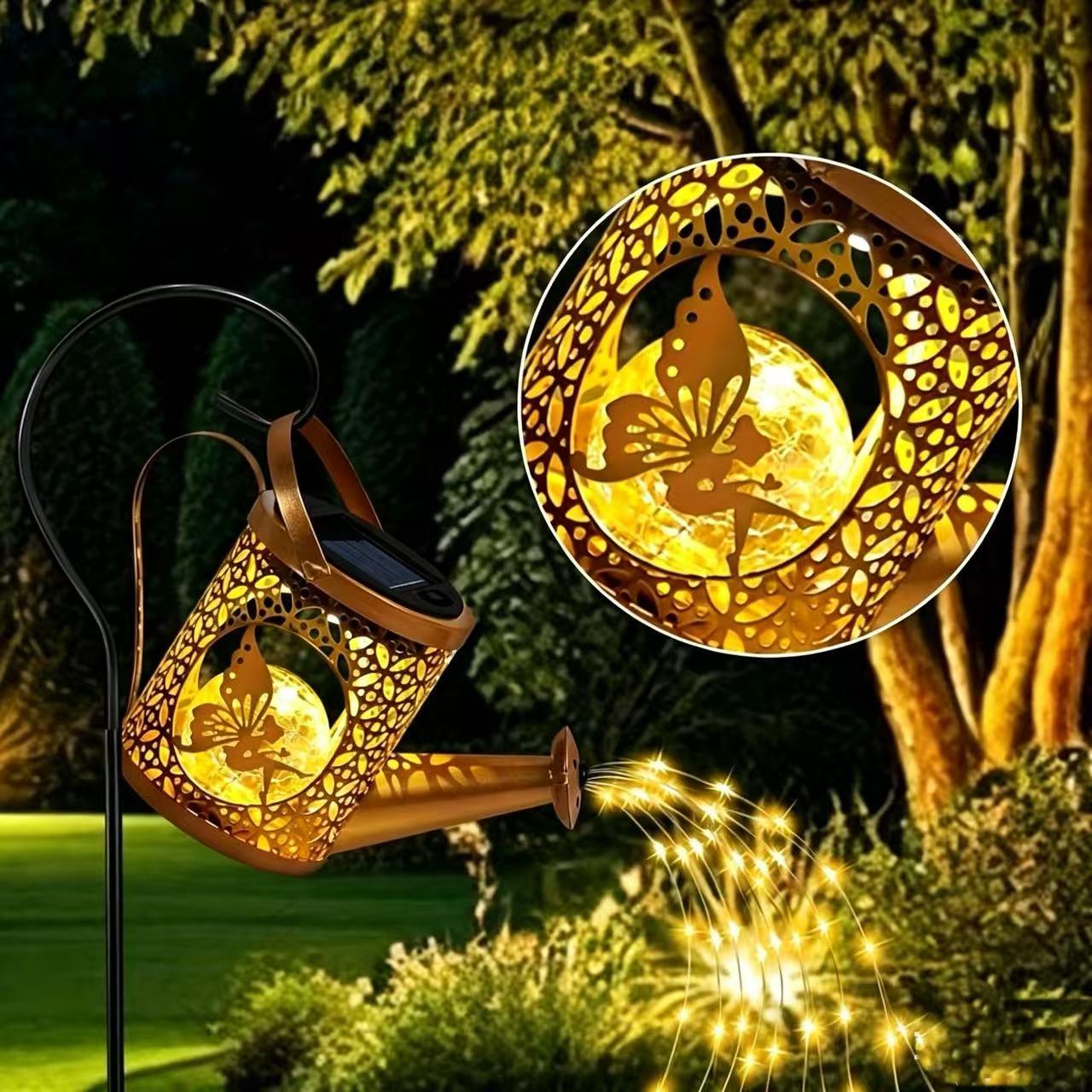 Solar Watering Can Lamp, Waterproof Outdoor Garden Decor, Large Hanging Solar Lantern Fairy Light, Ideal for Patios, Porches, Yards, Gardens, Paths