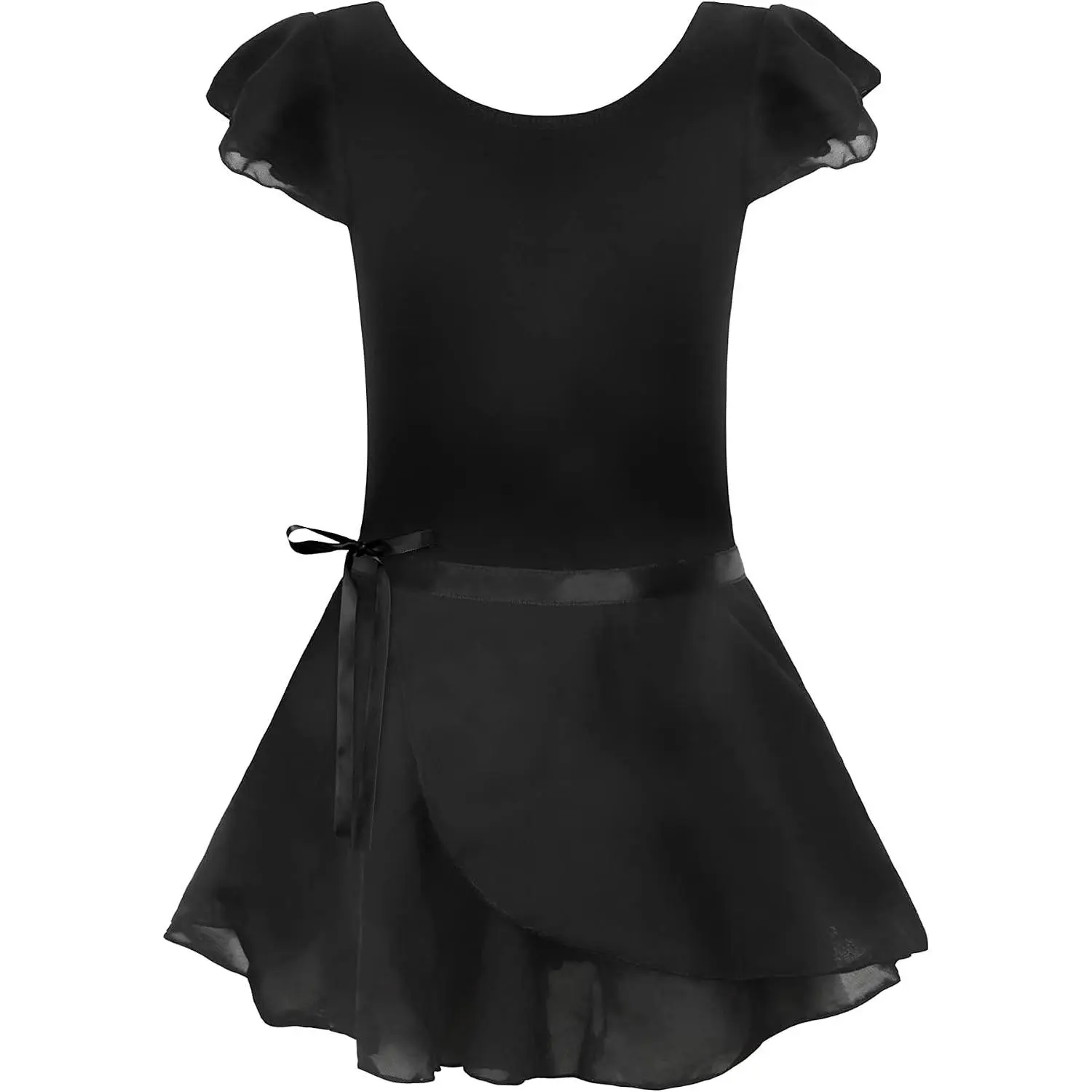 Ballet Leotards for Girls with Removable Skirt Combo Tie Ruffle Sleeve Ballet Dance Dress Outfit 2-12 Years