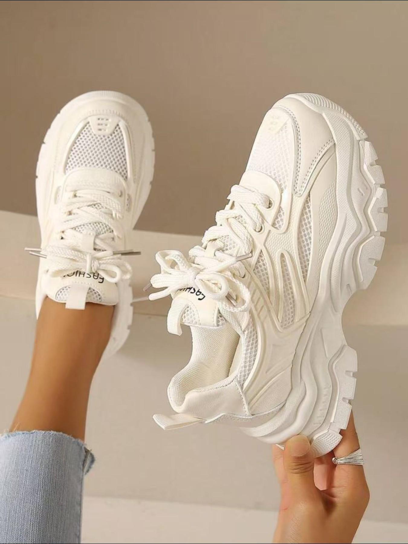 Women's Outdoor Sports Shoes, Thick Sole, Lightweight Height-Boosting Platform, Spring Summer Style, Comfortable Walking Shoes