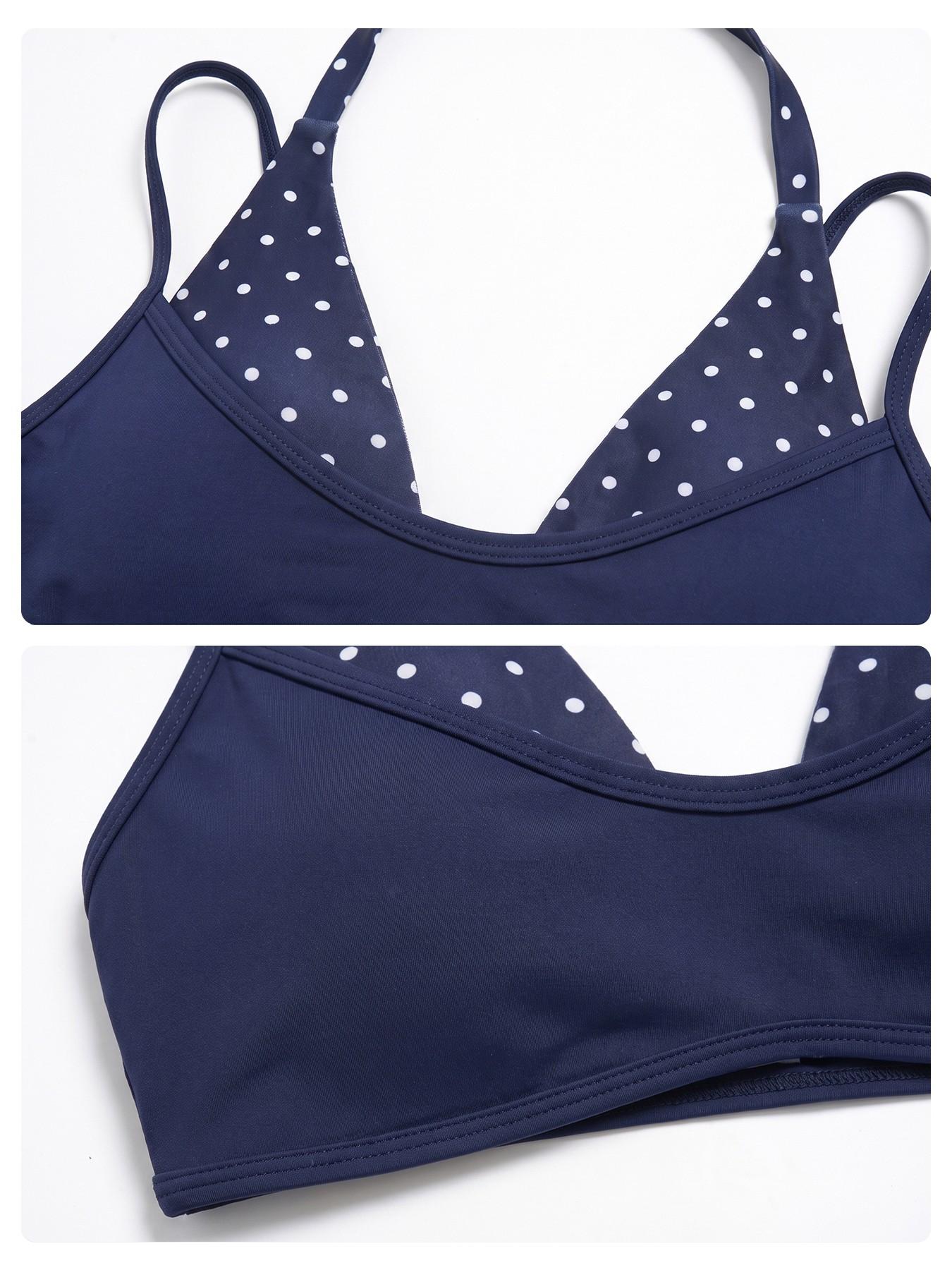 New Polka Dot Yoga Set, Halter Neck Strappy Fake Two-Piece Sports Quick-Dry Running Fitness Set, Comfortable and Stylish Athleisure Workout Set, Summer Fitness Outfit