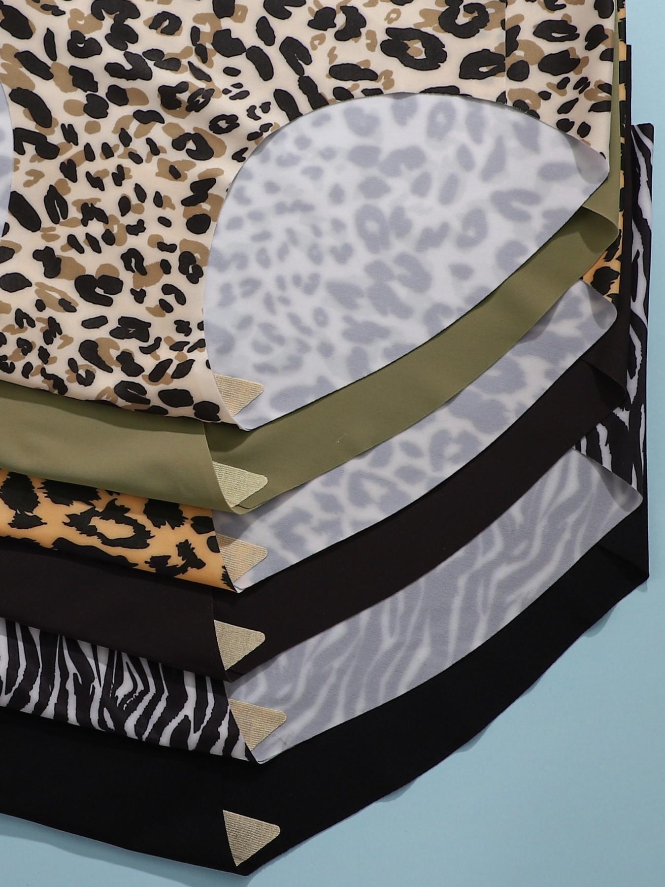 6 Pack Seamless Adhesive Underwear, Leopard and Zebra Print with Heart Cutout Design, Invisible Comfortable Fit for All Day Wear
