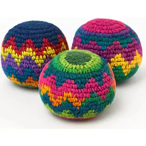 New(New)6PCS Hacky Sack Footbag Set Handmade Crochet Hacky Kick Sack Balls Knitted Kick Balls for Kids & Adults, Handmade Toss Bags for Playground, Parties & Travel (Random colors)