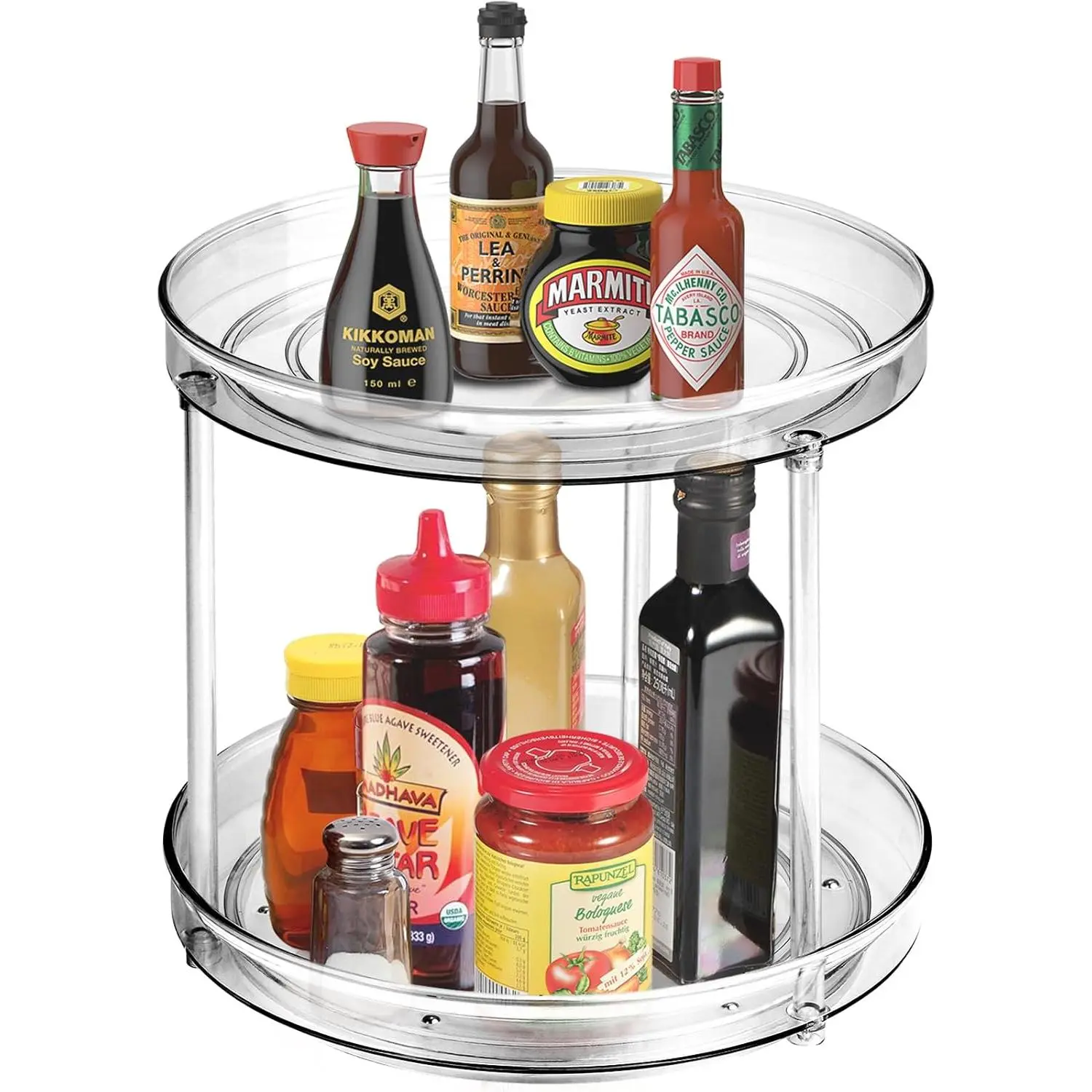 Lazy Susan Organizer, 2 Tier 9 Inch, Rotating Turntable Organizer | Lazy Susan for Cabinet Fridge, Pantry Organizer,  Rack Condiment Organizer for Kitchen, Countertop Bathroom  Tray
