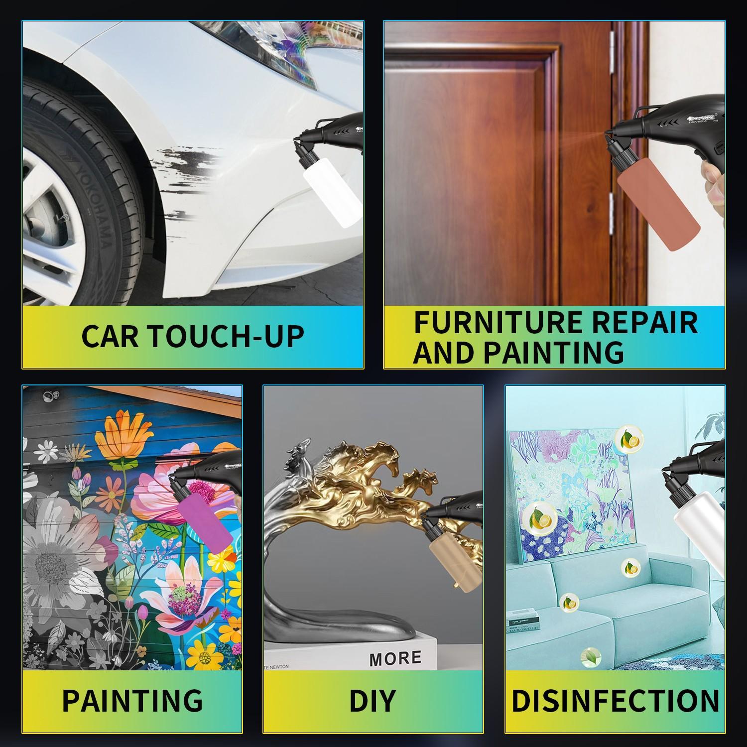 Electric Spray Paint Gun Set, Handheld Paint Sprayer, Dual Nozzle Types, Rechargeable Battery, Adjustable Three Speeds, Ideal for Car Painting and Repair, Cordless Paint Sprayer