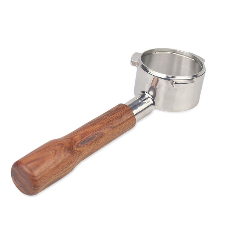 Stainless Steel 54mm Bottomless Coffee Portafilter, Bofu 3-Ear-A Model Purple Sandalwood Handle Replacement Accessory for Coffee Machines, Bofu 54Mm Three-Ear-A Model Purple Sandalwood