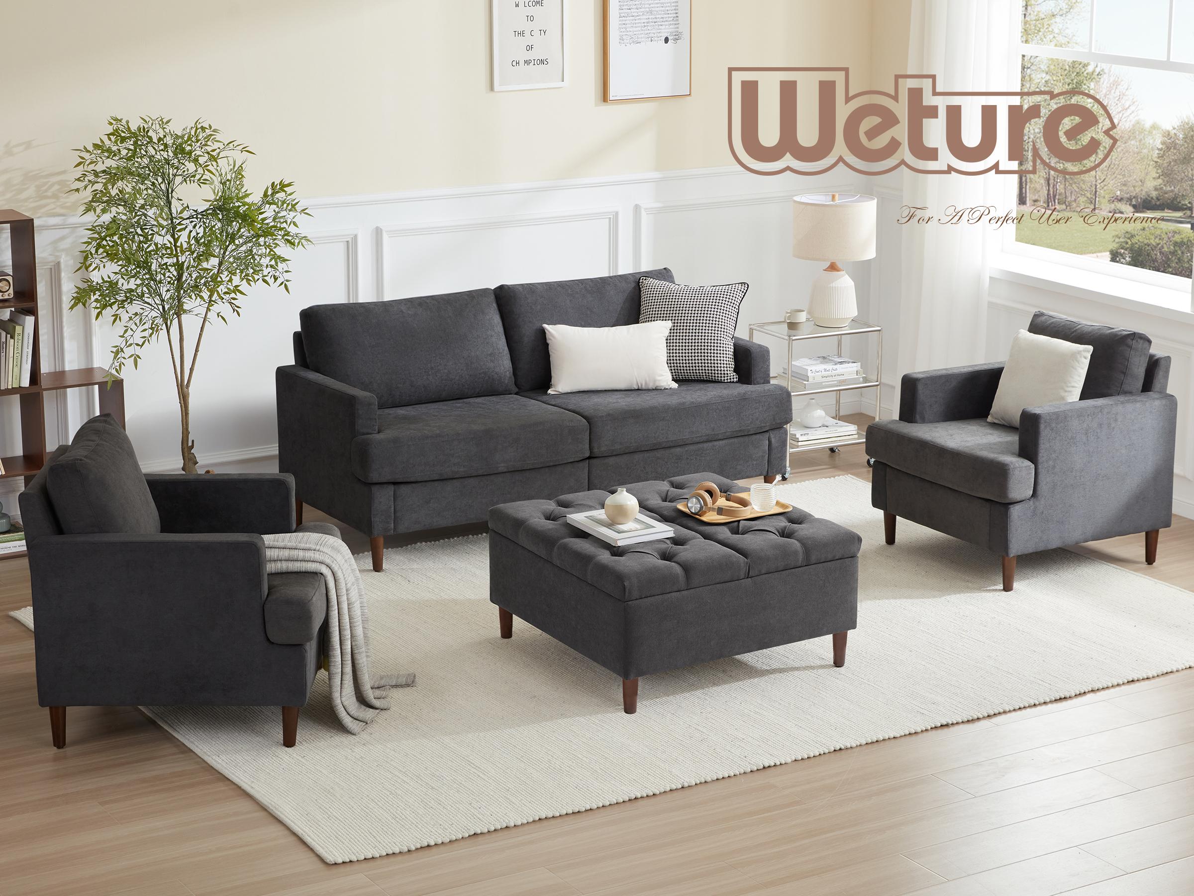 35 Inch Extra Large Storage Ottoman Coffee Table with Lift Top, Oversized Square Ottoman with Storage, Tufted Upholstered Ottoman Coffee Tables for Living Room