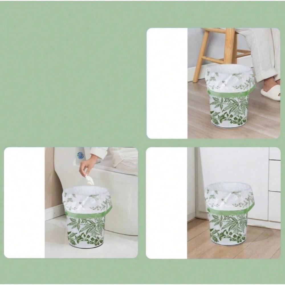Mugwort & Floral Scented Trash Bags (30-Pcs) - Drawstring Sealed With Butterfly Print For Odor Control