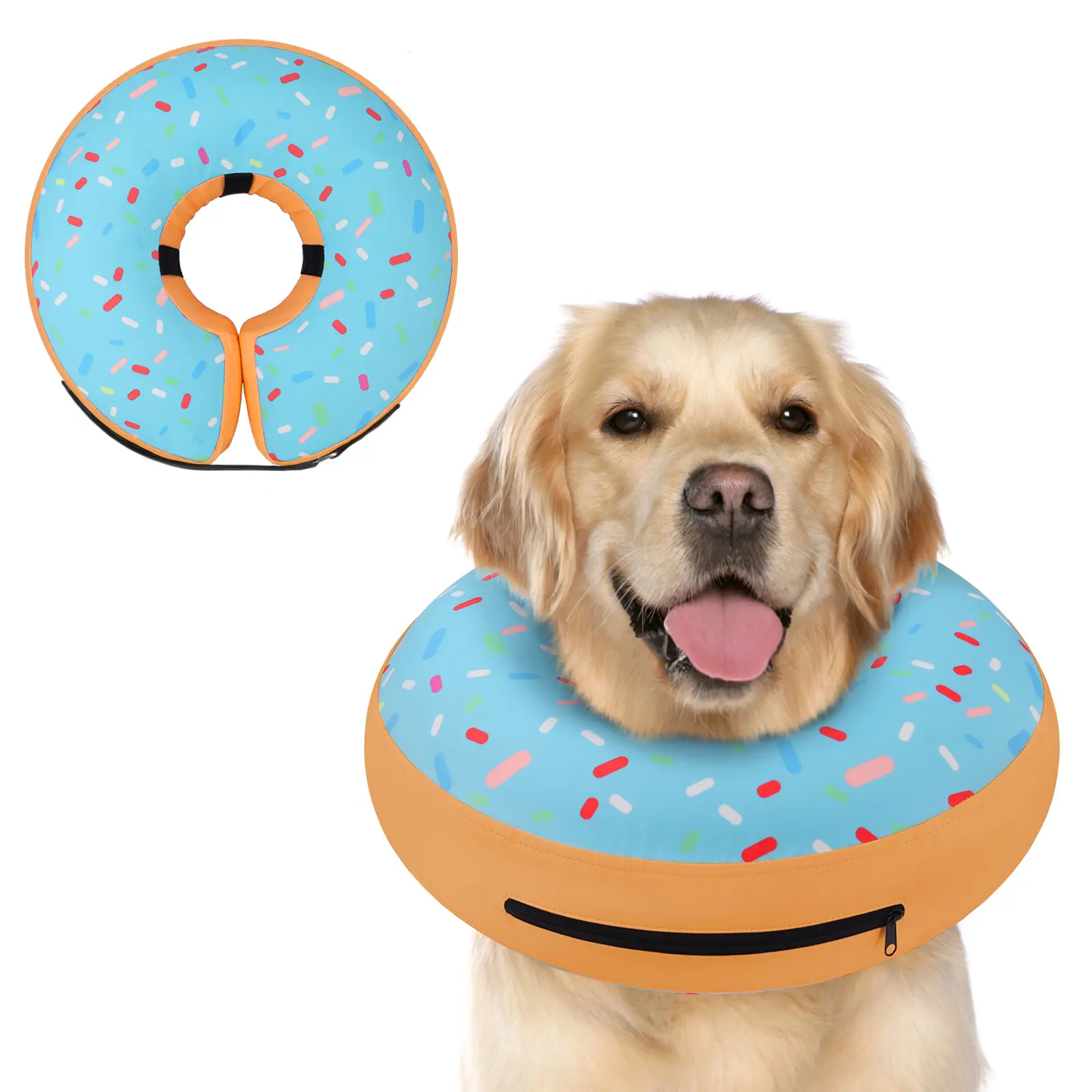 Supet Soft Inflatable Donut Dog Recovery Cone Collar