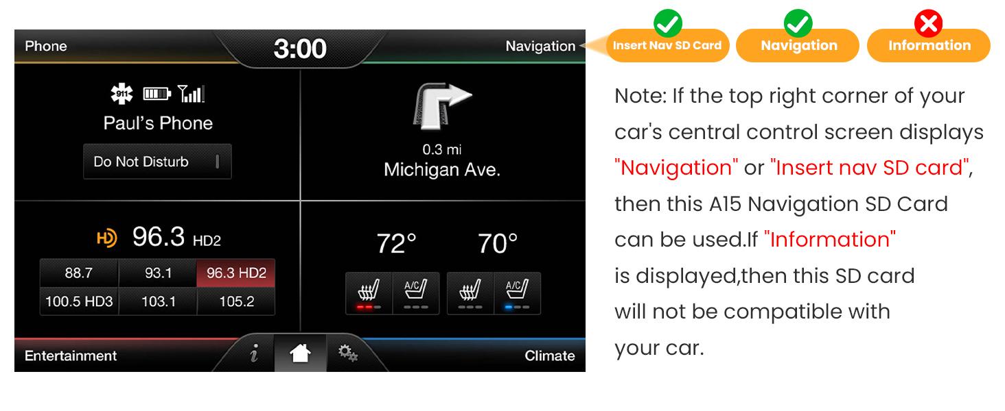2025 Latest A15 Navigation SD Card Map Accessory for Ford Lincoln, F-150 Explorer Fusion Expedition Escape Edge MKC MKZ MKX Sync 2 Navigation SD Card Accessories Update USA/Canada Maps, GM5T-19H449-AJ