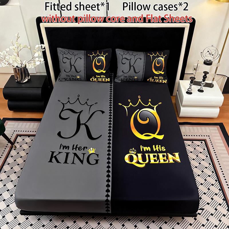 [Weekly Deals] 3-piece multi-pattern fitted sheet set (fitted sheet*1 +Pillow cases*2),deep pocket 15 inches machine washable,low allergenic,high quality mattress protector for bedrooms,dorm rooms,HD printed all-season room decoration Reversible summervib