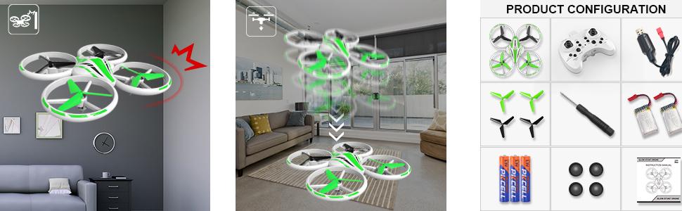 AFUNX Drone for Kids and Beginners Mini RC Helicopter Quadcopter Drone with 7 color LED Lights, Altitude Hold, Headless Mode, Kids Little Drone Toys Gifts for Boys and Girls with Remote Control ( Green Red)