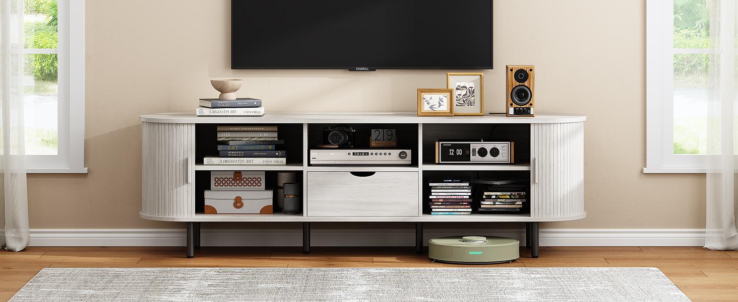 【SPOTLIGHT DAY】ONBRILL Tv Stand With Storage And Shelves Designed To Fit 55’’ - 80’’ Tvs. Wood Entertainment Center For Living Room And Bedroom, Media Console And Modern Tv Console Table
