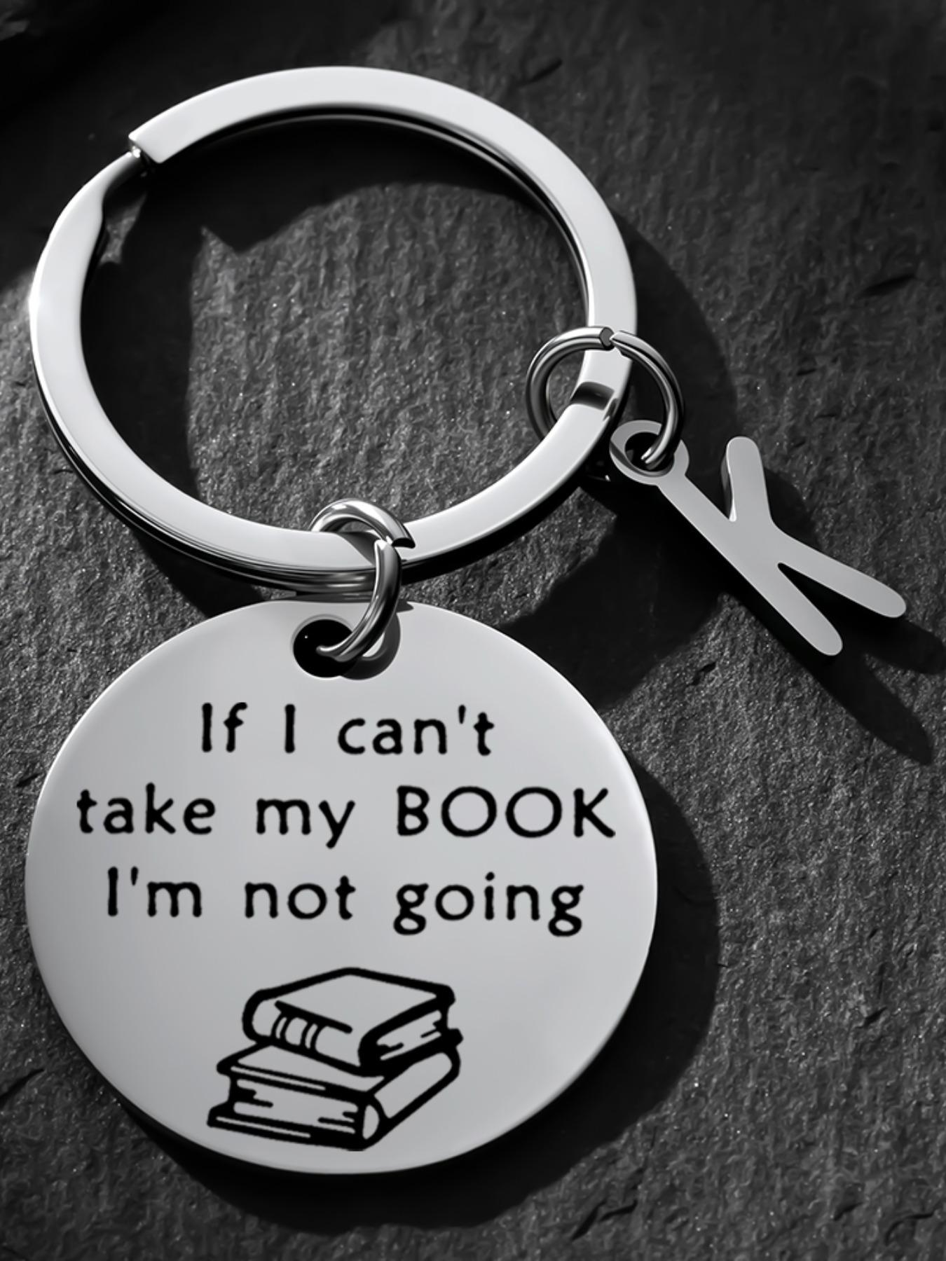 Personalized Initial Keychain, Funny Book Lover Gift, Bookworm Gift, Birthday Christmas Gift, Bibliophile Gift, Book Club Gift