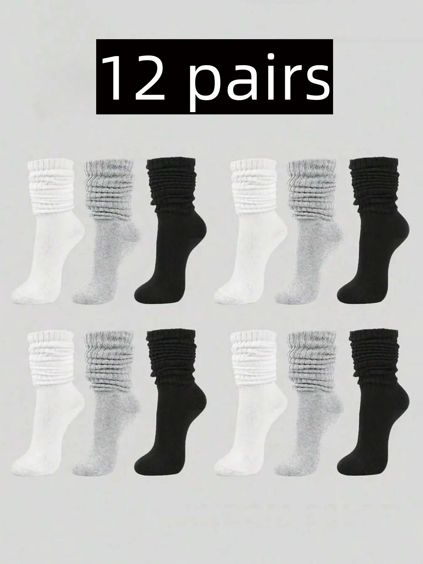 6 Pairs/12 Pairs Fall Winter Warm Lined Socks, Hollow Out Knit Socks, Unisex Tight Medium Calf Socks, Long Socks for Men and Women, Stocking Socks