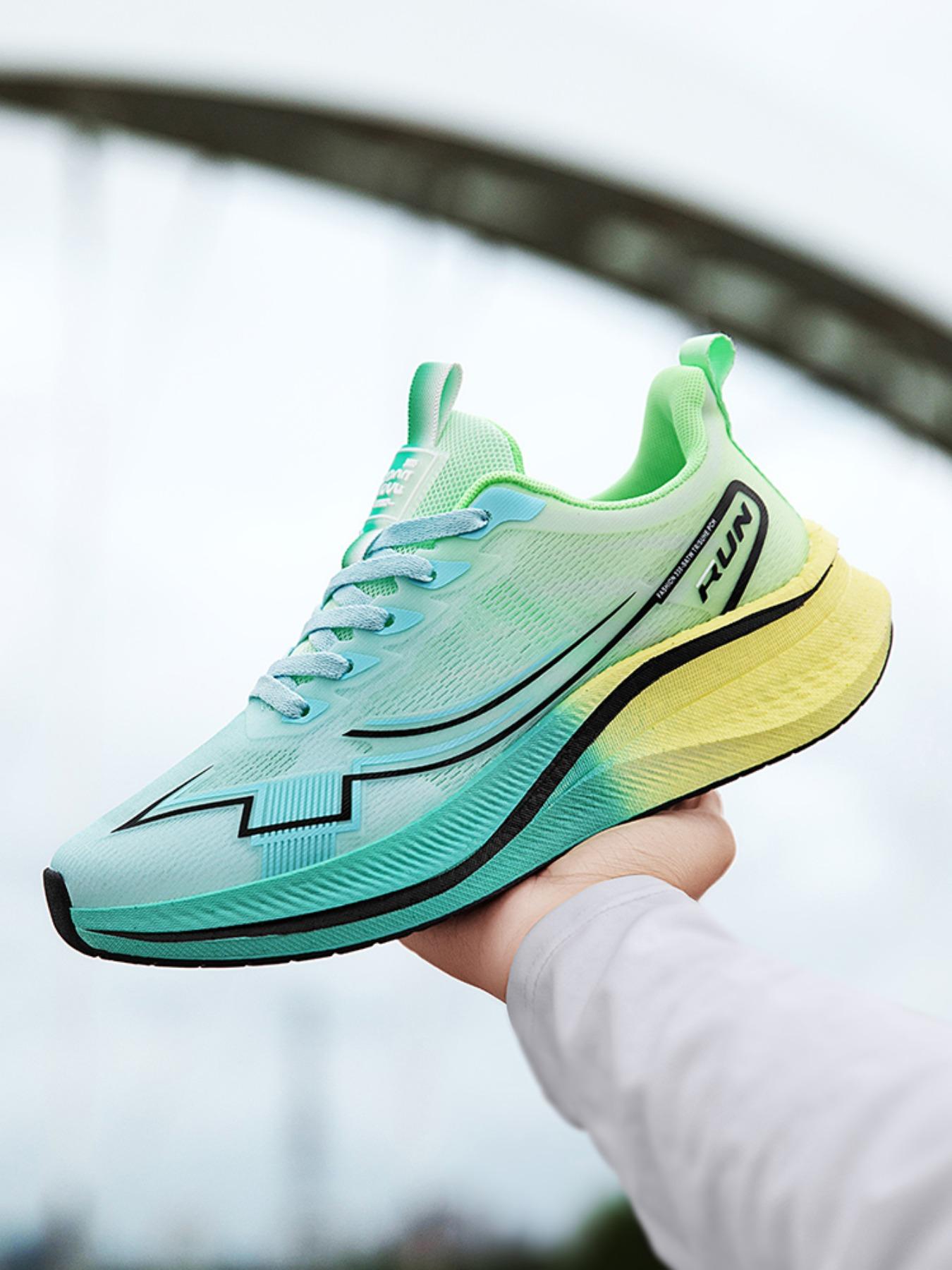 Men's Colorblock Lace Up Low Top Sneakers, Casual Breathable Comfortable Sports Running Shoes, Male All-match Round Toe Shoes for Daily Wear, Closed, Casual Running Footwear